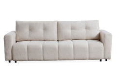Canapé convertible 3 places Camus en tissu bouclette crème