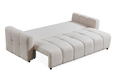 Canapé convertible 3 places Camus en tissu bouclette crème