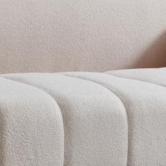 Canapé convertible 3 places Camus en tissu bouclette crème