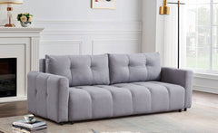 Canapé convertible 3 places Camus tissu gris clair