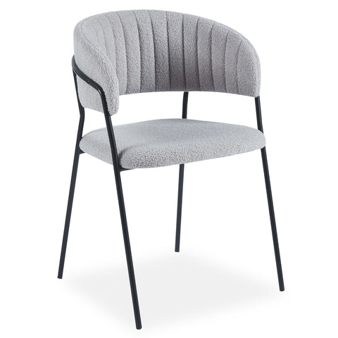 Lot de 4 chaises métal Azia en tissu bouclette gris noir