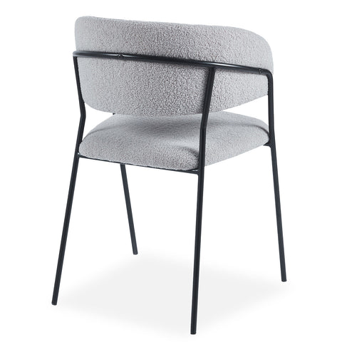 Lot de 4 chaises métal Azia en tissu bouclette gris noir