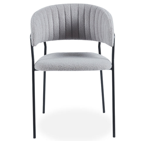 Lot de 4 chaises métal Azia en tissu bouclette gris noir