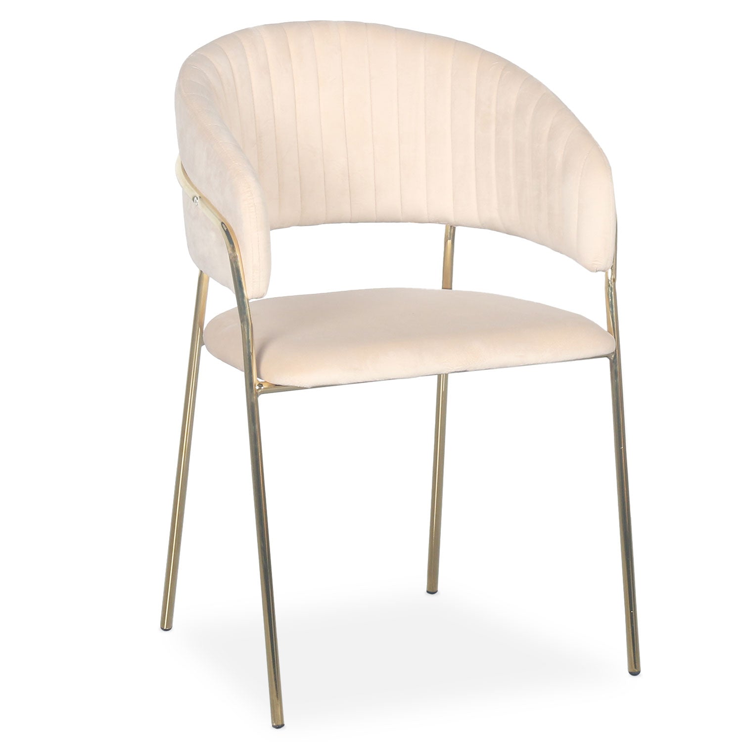 Lot de 8 chaises Tabata Métal Or et Velours Beige