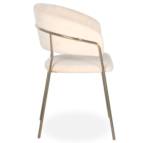 Lot de 8 chaises Tabata Métal Or et Velours Beige