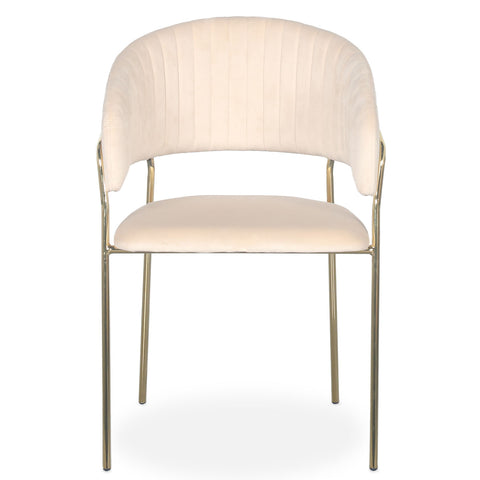 Lot de 8 chaises Tabata Métal Or et Velours Beige