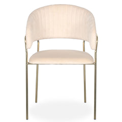 Lot de 8 chaises Tabata Métal Or et Velours Beige