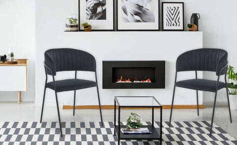 Lot de 4 chaises en velours noir Azia avec structure en métal noir