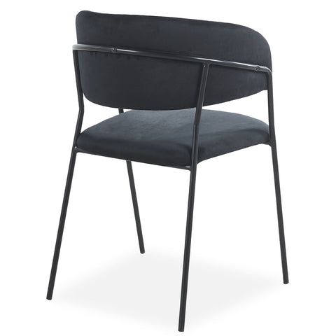 Lot de 4 chaises en velours noir Azia avec structure en métal noir