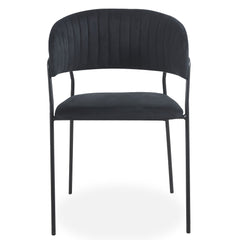 Lot de 4 chaises en velours noir Azia avec structure en métal noir
