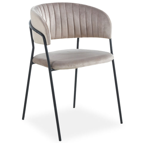 Lot de 8 chaises en métal doré et velours taupe Azia