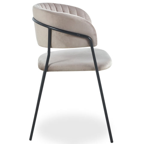 Lot de 8 chaises en métal doré et velours taupe Azia