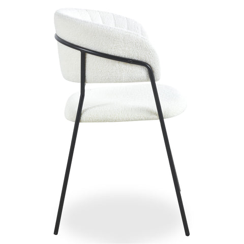 Lot de 4 chaises Azia en métal noir et tissu bouclette crème