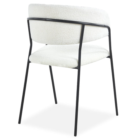 Lot de 4 chaises Azia en métal noir et tissu bouclette crème