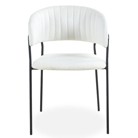 Lot de 4 chaises Azia en métal noir et tissu bouclette crème