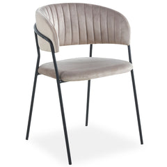 Lot de 8 chaises en velours taupe et métal noir Azia