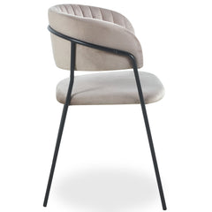 Lot de 8 chaises en velours taupe et métal noir Azia