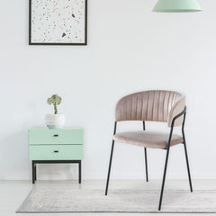 Lot de 8 chaises en velours taupe et métal noir Azia