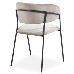 Lot de 8 chaises en velours taupe et métal noir Azia