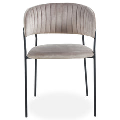 Lot de 8 chaises en velours taupe et métal noir Azia