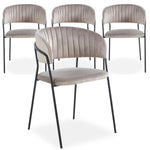 Lot de 4 chaises en velours taupe Azia avec structure en métal noir