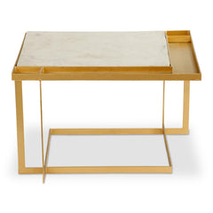Table basse carrée Tocade Marbre et Métal Or