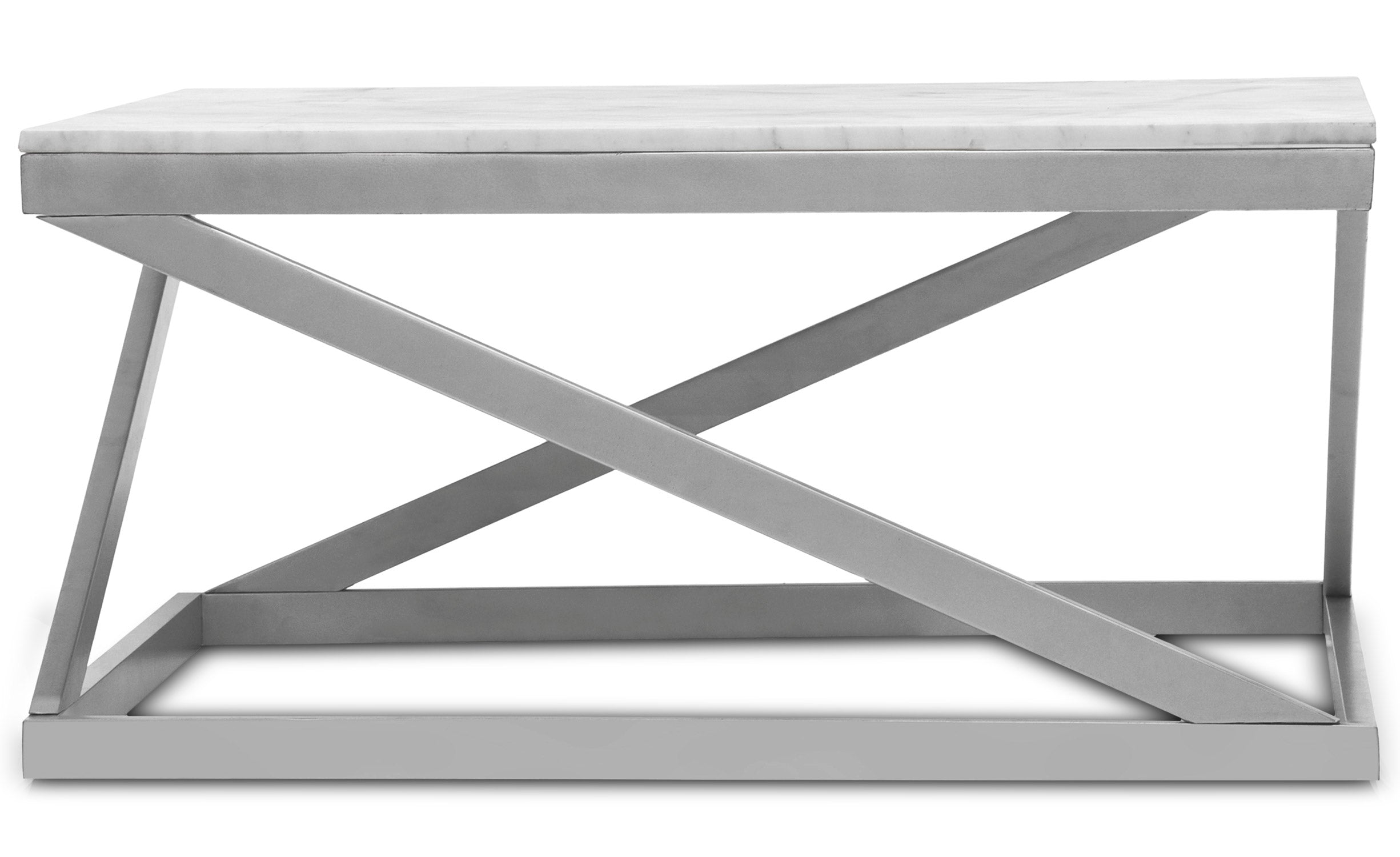 Table basse Paliano Marbre Blanc et pieds Argent