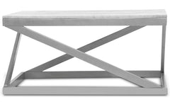 Table basse Paliano Marbre Blanc et pieds Argent
