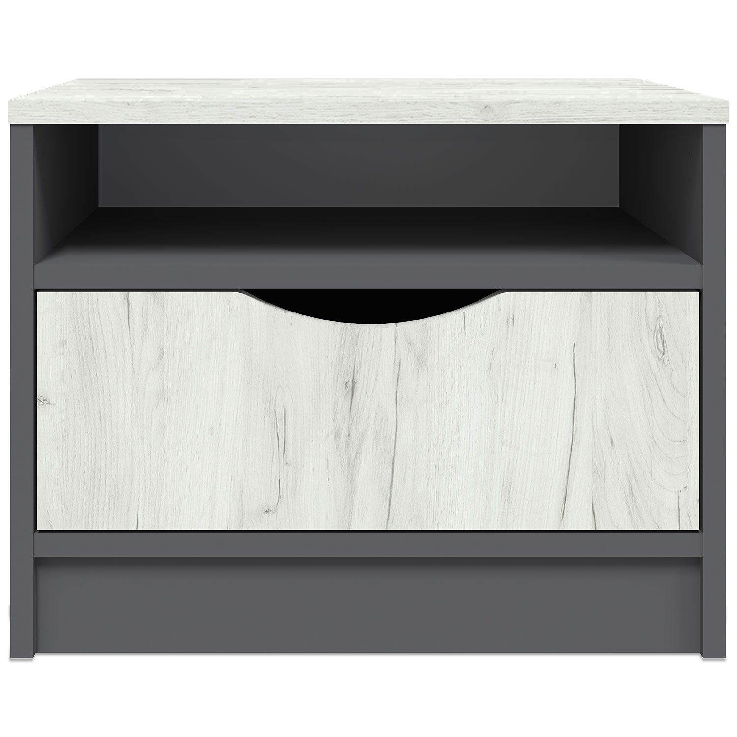 Table de Chevet 1 tiroir Caradec Gris et Bois Clair