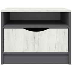 Table de Chevet 1 tiroir Caradec Gris et Bois Clair