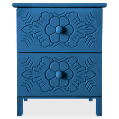 Table de chevet sculptée style marocain Chevignon L36cm Bois Bleu