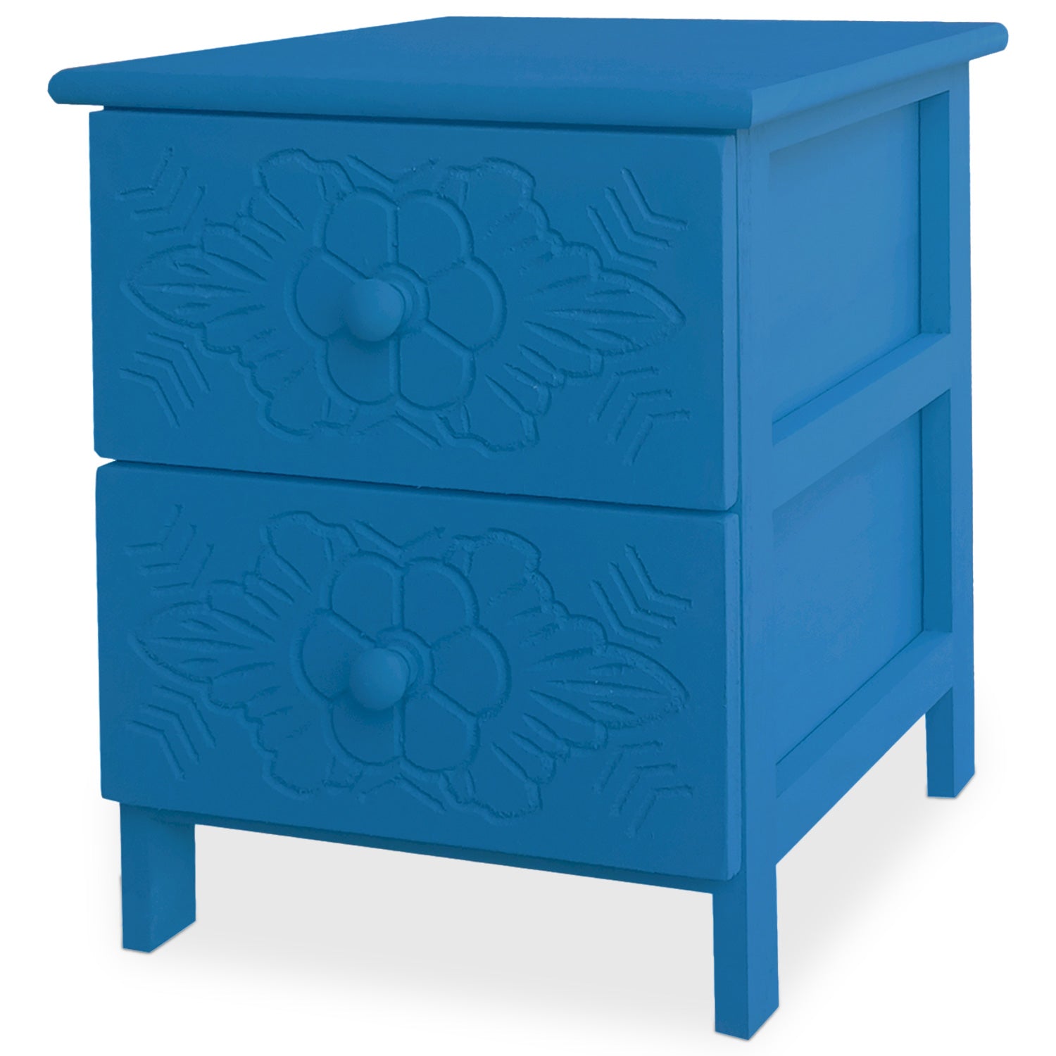 Table de chevet sculptée style marocain Chevignon L36cm Bois Bleu