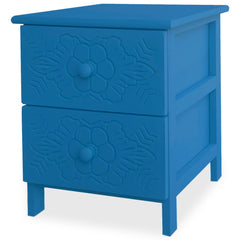 Table de chevet sculptée style marocain Chevignon L36cm Bois Bleu