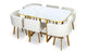 Ensemble table XL et 6 chaises simili blanc effet marbre blanc