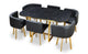 Table et chaises XL or avec plateau effet marbre noir et simili noir