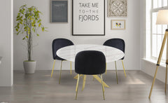 Table Greenwich Verre effet marbre Blanc et pieds Or