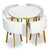 Ensemble table ronde et 4 chaises simili blanc et métal doré