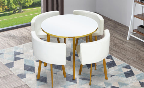 Table ronde et chaises Riga Blanc et Simili Blanc