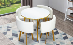 Table ronde et chaises Riga Blanc et Simili Blanc