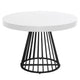 Table ronde extensible blanche avec rallonges et pieds noirs