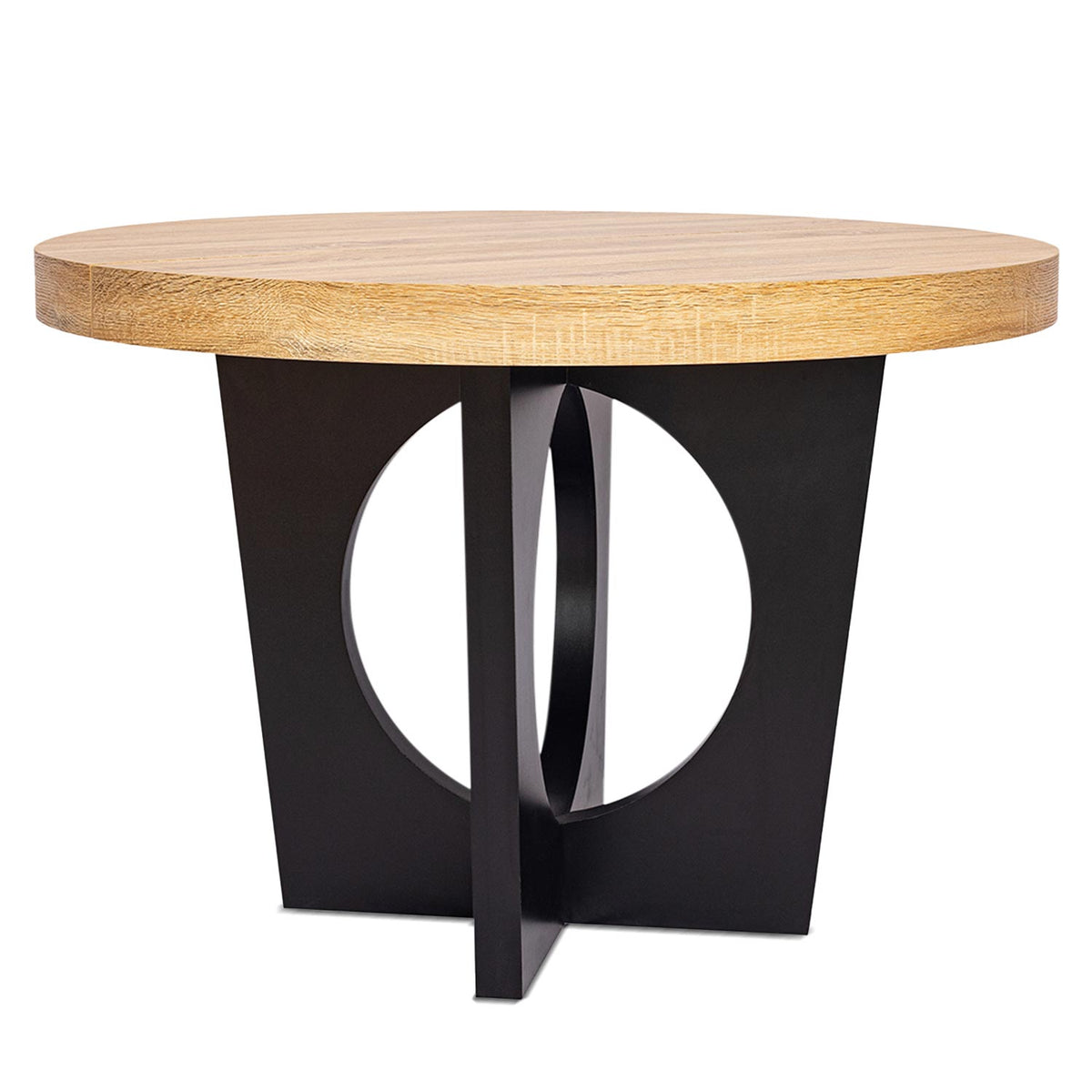 Mesa extensible redonda Bado roble claro y negro