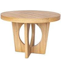 Table ronde extensible en chêne clair avec pied central