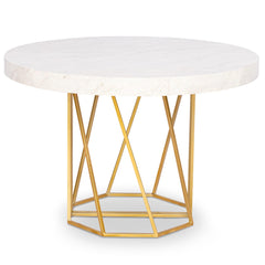 Table ronde extensible Yasmina Effet Marbre et pieds Or