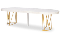 Table ronde extensible Yasmina Effet Marbre et pieds Or