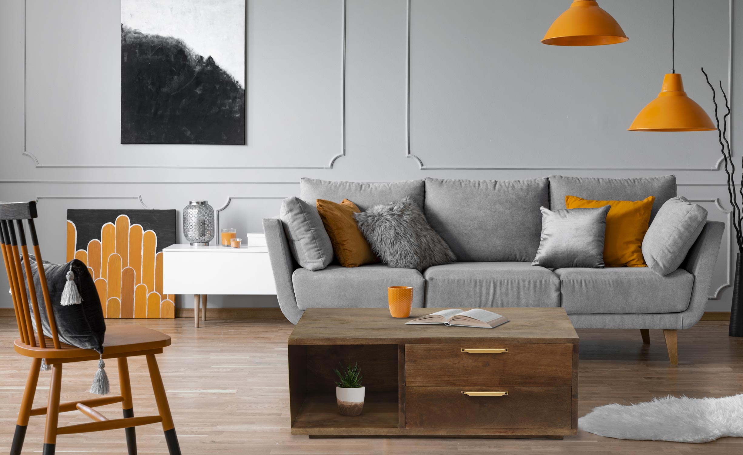 Tables basse Firmin Bois et Métal Or