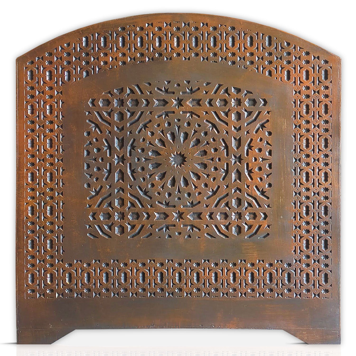 Tête de lit style oriental bois sculpté Agraba 120cm Cuivre rouge