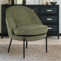 Fauteuil au dossier arrondi Ceryn tissu vert kaki