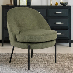 Fauteuil au dossier arrondi Ceryn tissu vert kaki