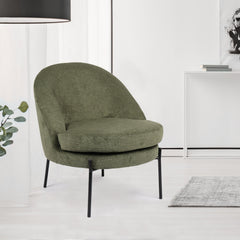 Fauteuil au dossier arrondi Ceryn tissu vert kaki