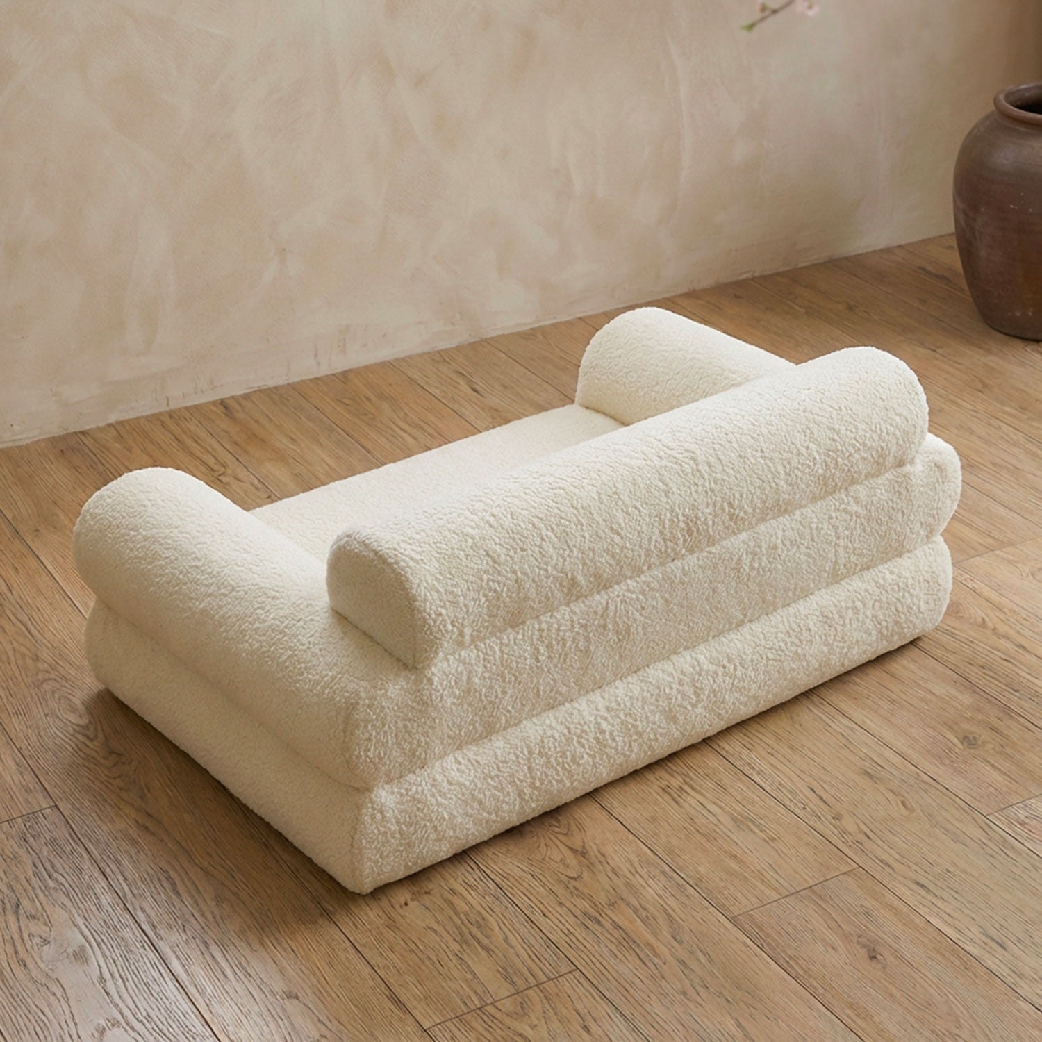 Canapé pour chien et chat Titou 50x80 Tissu Bouclette Crème